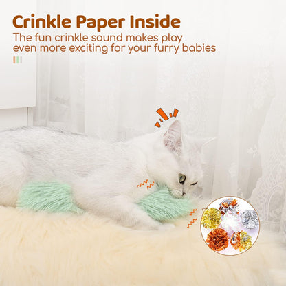 Potaroma Cat Toys Pillows, 3 Pack, Soft and Durable Crinkle Sound with Catnip Inside, Interactive Indoor Kitten Kicker, Promotes Kitty Exercise