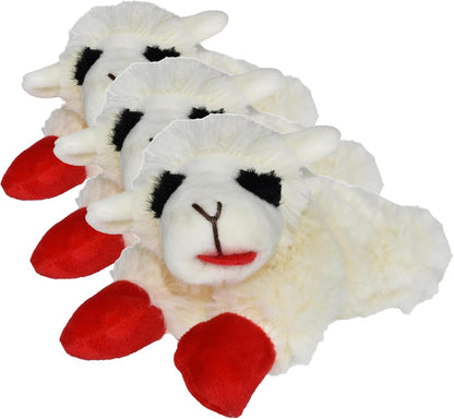Multipet Lamb Chop Dog Plush Toy - Squeaky Toy for Small & Medium Dogs - Extra Soft Plush - Stuffed Animal for Cuddling & Playing (10", Cream, 5 Squeakers)