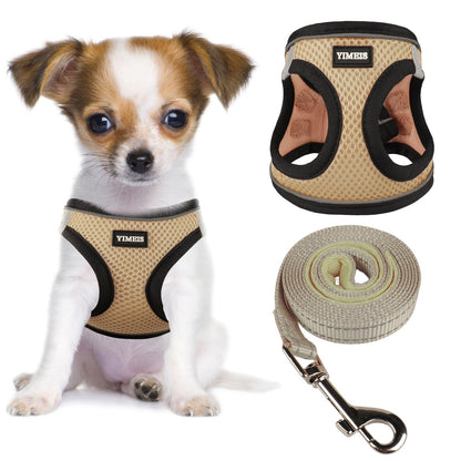 YIMEIS Dog Harness and Leash Set, No Pull Soft Mesh Pet Harness, Reflective Adjustable Puppy Vest for Small Medium Large Dogs, Cats (Pink, X-Small (Pack of 1)