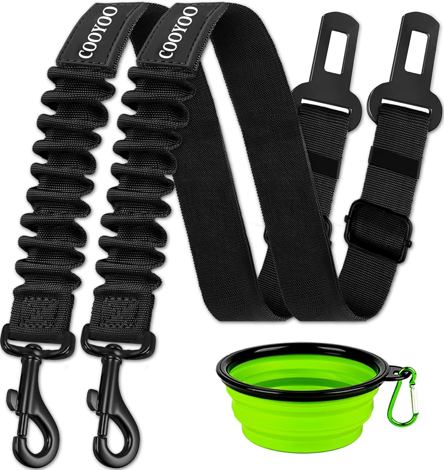 COOYOO Dog Seat Belt, Durability Retractable Dog Car Harness Adjustable Dog Seat Belt for Vehicle Nylon Pet Safety Seat Belts Heavy Duty & Elastic (1 Pack Black)