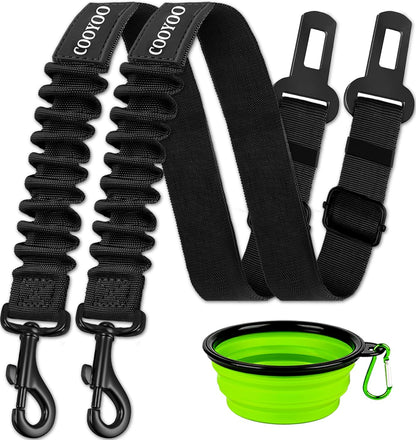 COOYOO Dog Seat Belt, Durability Retractable Dog Car Harness Adjustable Dog Seat Belt for Vehicle Nylon Pet Safety Seat Belts Heavy Duty & Elastic (1 Pack Black)