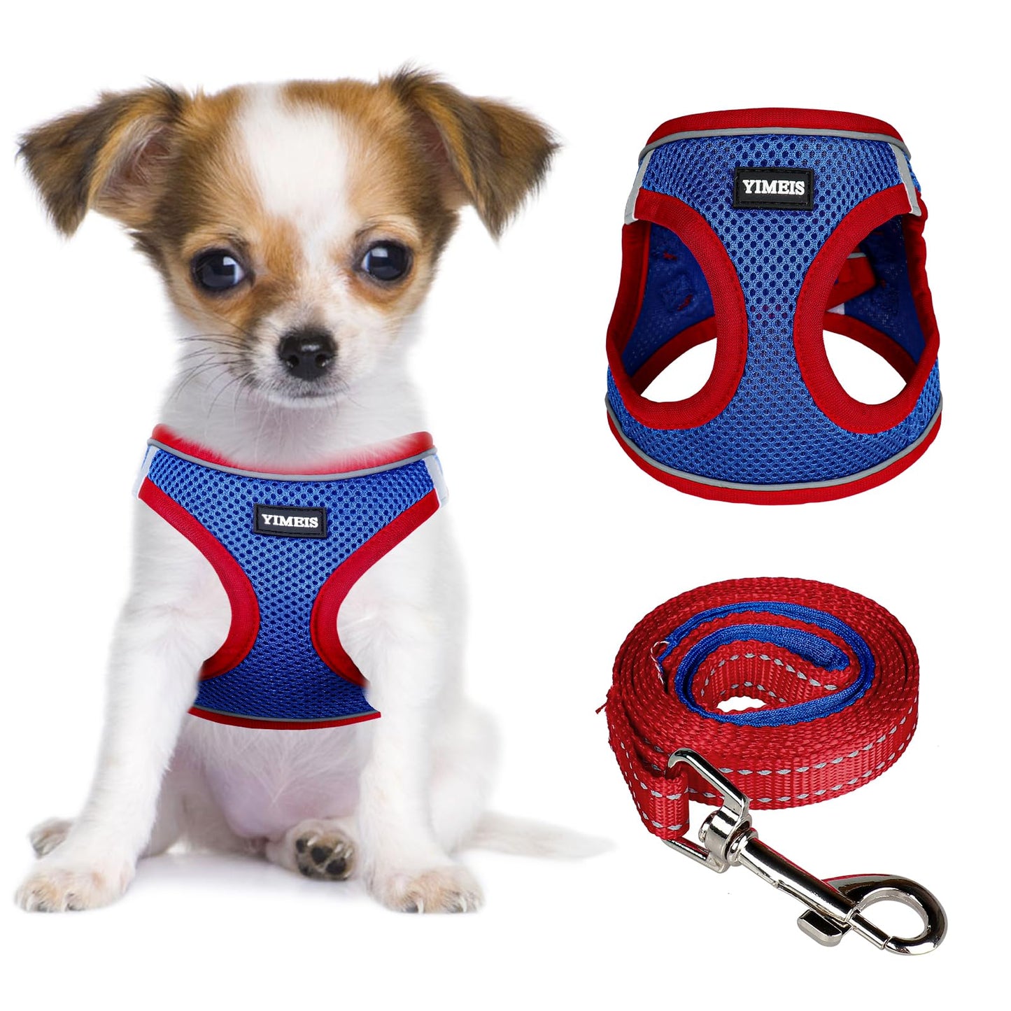 YIMEIS Dog Harness and Leash Set, No Pull Soft Mesh Pet Harness, Reflective Adjustable Puppy Vest for Small Medium Large Dogs, Cats (Pink, X-Small (Pack of 1)