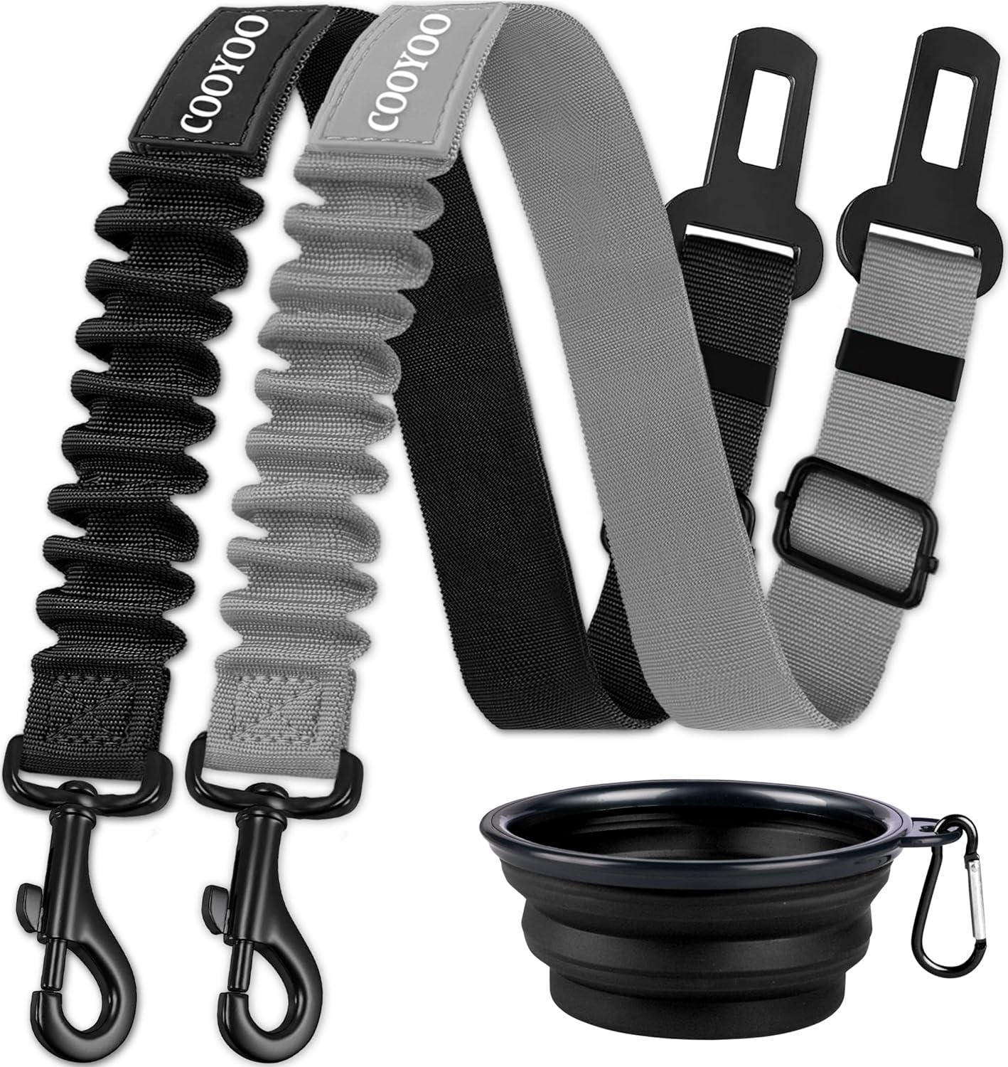 COOYOO Dog Seat Belt, Durability Retractable Dog Car Harness Adjustable Dog Seat Belt for Vehicle Nylon Pet Safety Seat Belts Heavy Duty & Elastic (1 Pack Black)