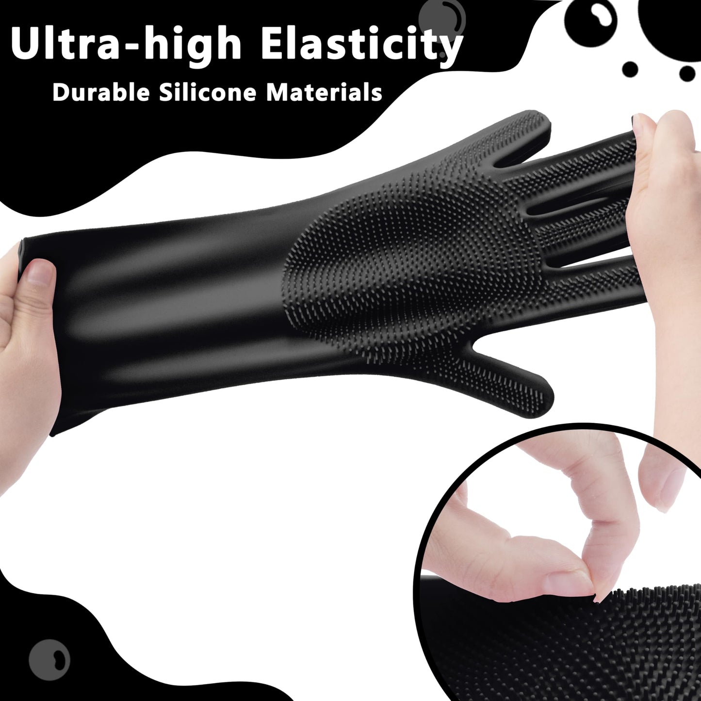 Pet Grooming Gloves—Heat Resistant Dog Washing Gloves with High-Density Teeth, Dog Bath Scrubber with Enhanced Five Finger Design, Silicone Gloves for Dogs and Cats Bathing, Massage (Blue)