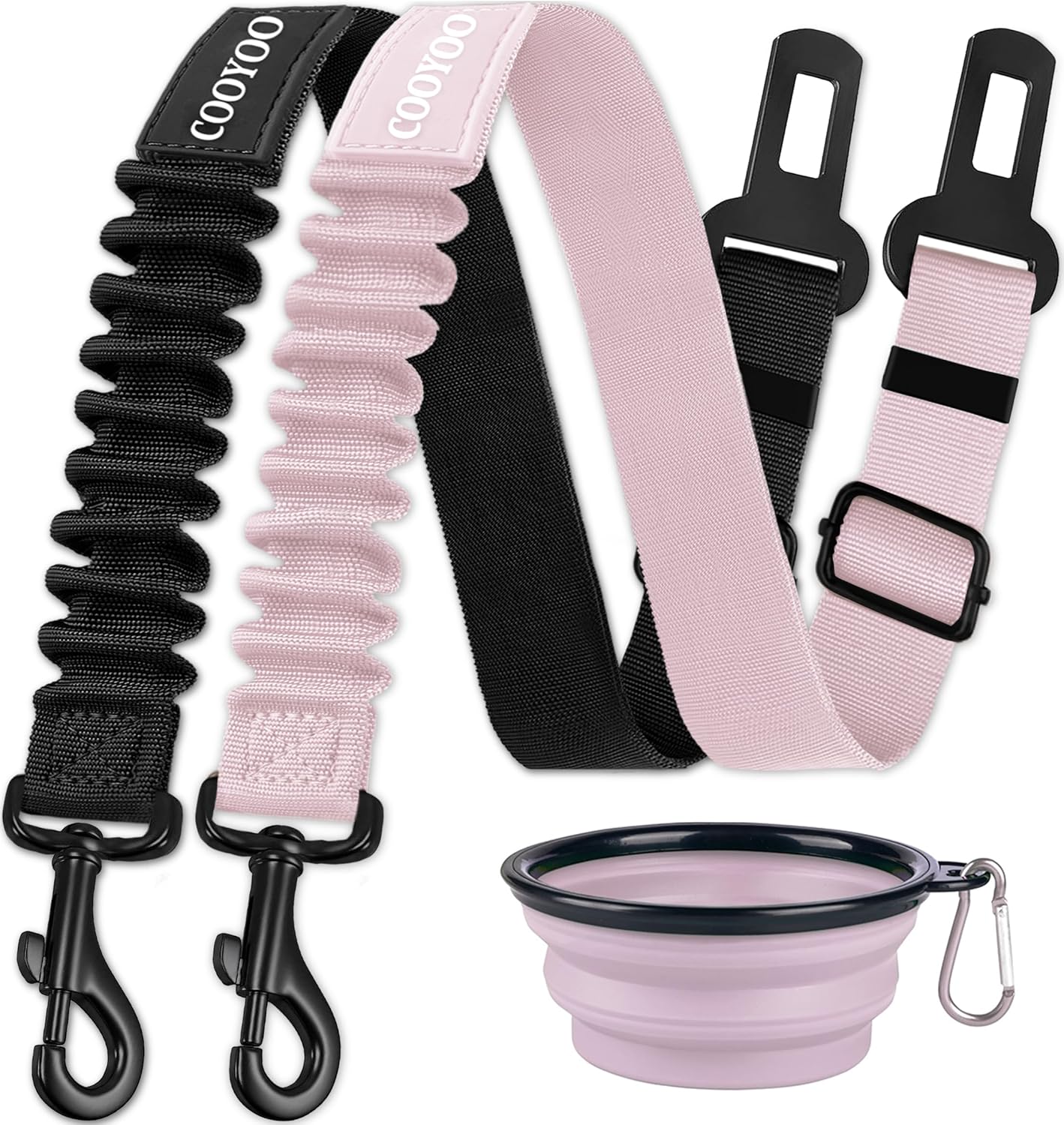 COOYOO Dog Seat Belt, Durability Retractable Dog Car Harness Adjustable Dog Seat Belt for Vehicle Nylon Pet Safety Seat Belts Heavy Duty & Elastic (1 Pack Black)