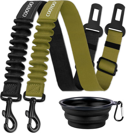 COOYOO Dog Seat Belt, Durability Retractable Dog Car Harness Adjustable Dog Seat Belt for Vehicle Nylon Pet Safety Seat Belts Heavy Duty & Elastic (1 Pack Black)