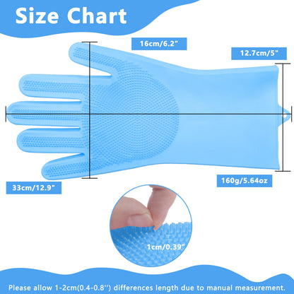 Pet Grooming Gloves—Heat Resistant Dog Washing Gloves with High-Density Teeth, Dog Bath Scrubber with Enhanced Five Finger Design, Silicone Gloves for Dogs and Cats Bathing, Massage (Blue)