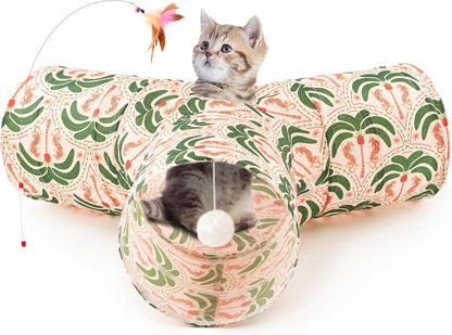 Tempcore Pet Cat Tunnel Tube Cat Toys 3 Way Collapsible, Tunnels for Indoor Cats，Kitty Bored Peek Hole Toy Ball Cat, Puppy, Kitty, Kitten, Rabbit