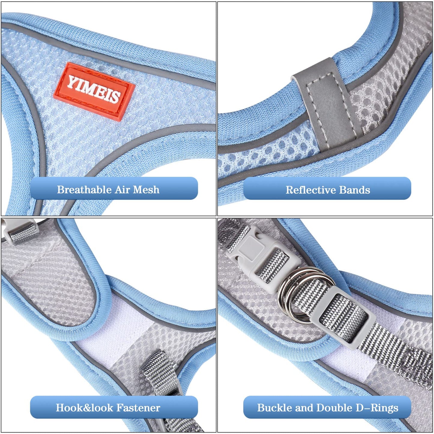 YIMEIS Dog Harness and Leash Set, No Pull Soft Mesh Pet Harness, Reflective Adjustable Puppy Vest for Small Medium Large Dogs, Cats (Pink, X-Small (Pack of 1)