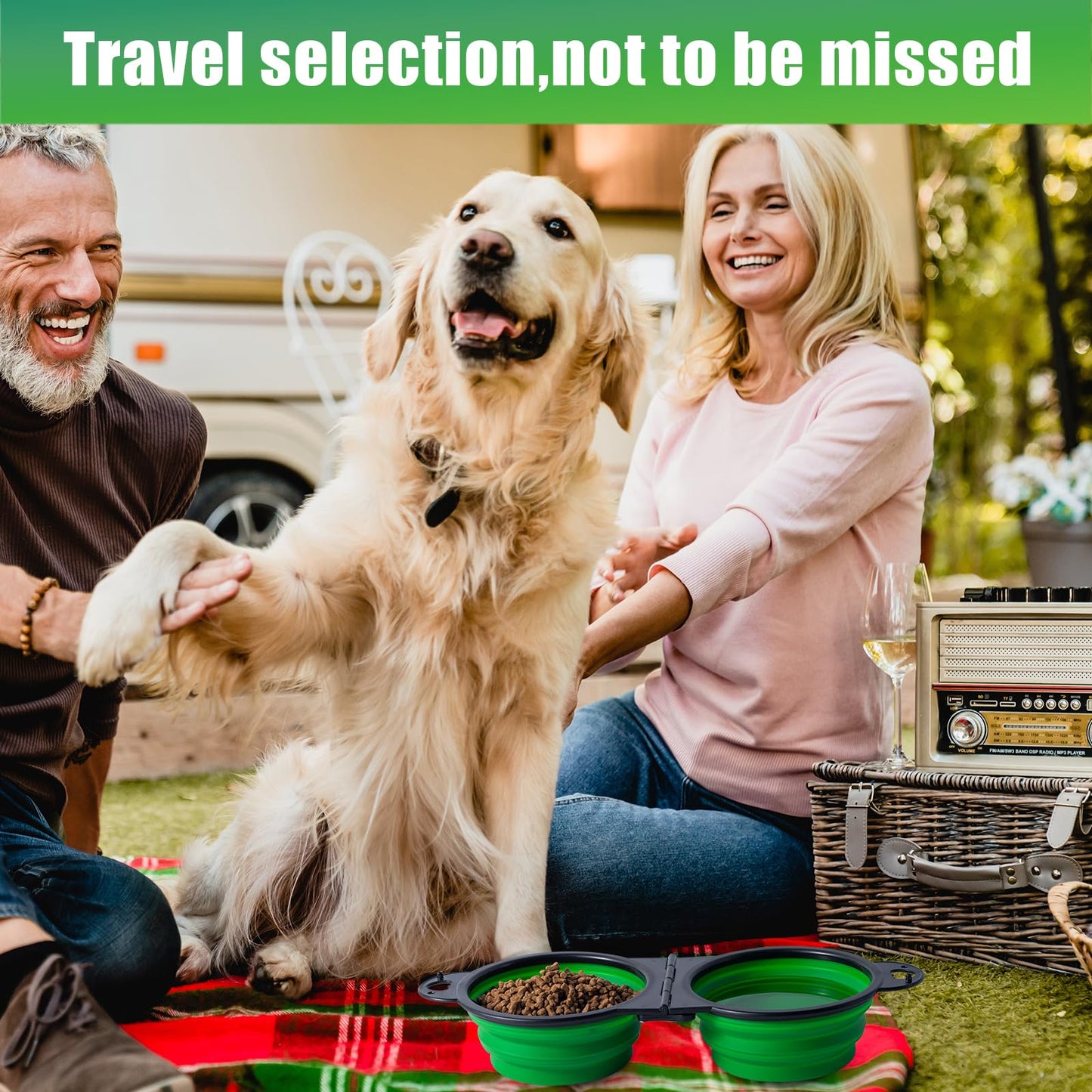 SLSON Collapsible Dog Dual Bowls Reinforced Rim 180 Degrees Flip Over Foldable Double Bowl with Lock Clips More Stable Dog Travel Bowls Pet Food Water Feeder (Light Pink)