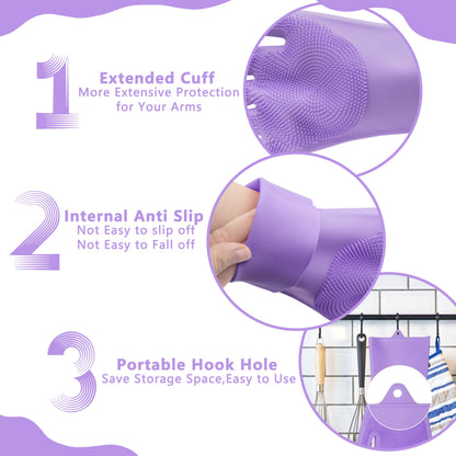 Pet Grooming Gloves—Heat Resistant Dog Washing Gloves with High-Density Teeth, Dog Bath Scrubber with Enhanced Five Finger Design, Silicone Gloves for Dogs and Cats Bathing, Massage (Blue)