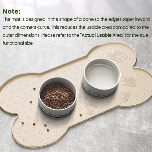 PWTAA Dog Food Mat Anti-Slip Silicone Dog Bowl Mat Thicker Pet Placemat Waterproof Cat Feeder Pad with Raised Edge Puppy Kitten Feeding Mats Suitable Small Medium-Sized Dogs Cats Eating Tray