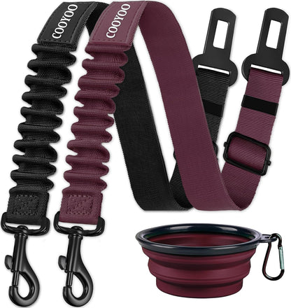 COOYOO Dog Seat Belt, Durability Retractable Dog Car Harness Adjustable Dog Seat Belt for Vehicle Nylon Pet Safety Seat Belts Heavy Duty & Elastic (1 Pack Black)