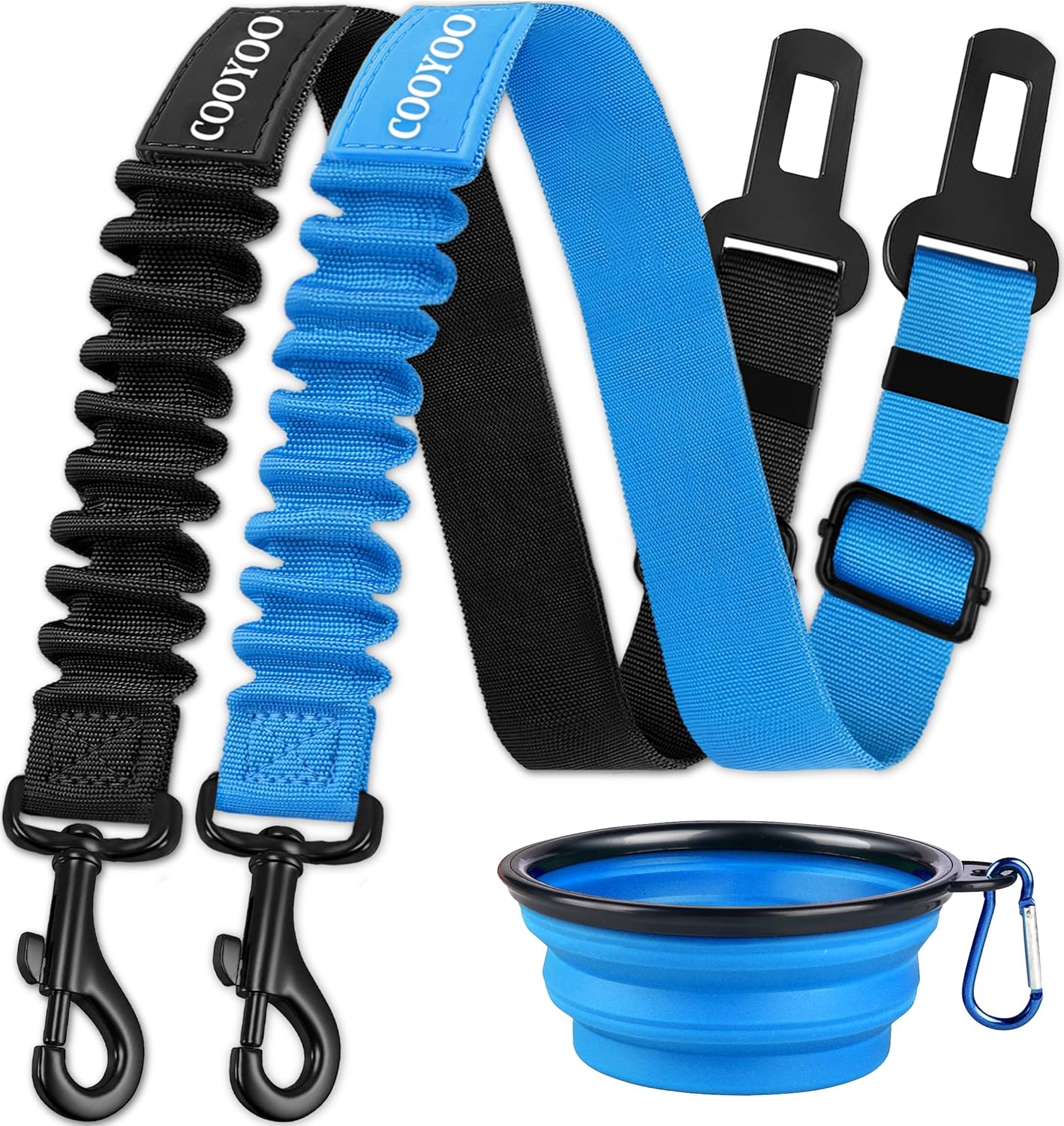 COOYOO Dog Seat Belt, Durability Retractable Dog Car Harness Adjustable Dog Seat Belt for Vehicle Nylon Pet Safety Seat Belts Heavy Duty & Elastic (1 Pack Black)