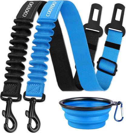 COOYOO Dog Seat Belt, Durability Retractable Dog Car Harness Adjustable Dog Seat Belt for Vehicle Nylon Pet Safety Seat Belts Heavy Duty & Elastic (1 Pack Black)