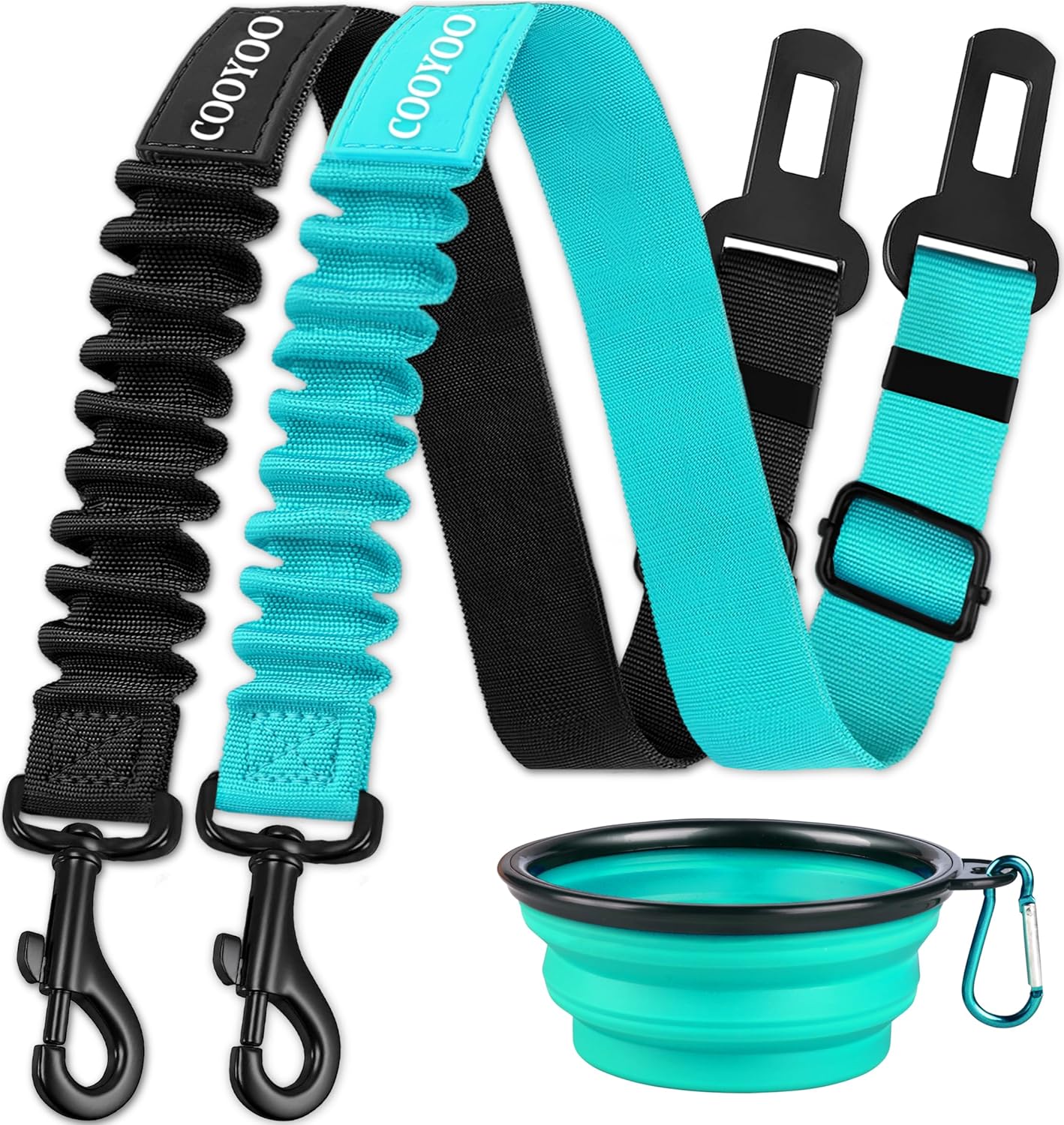 COOYOO Dog Seat Belt, Durability Retractable Dog Car Harness Adjustable Dog Seat Belt for Vehicle Nylon Pet Safety Seat Belts Heavy Duty & Elastic (1 Pack Black)
