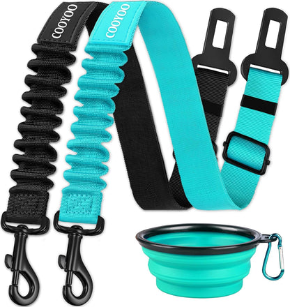 COOYOO Dog Seat Belt, Durability Retractable Dog Car Harness Adjustable Dog Seat Belt for Vehicle Nylon Pet Safety Seat Belts Heavy Duty & Elastic (1 Pack Black)