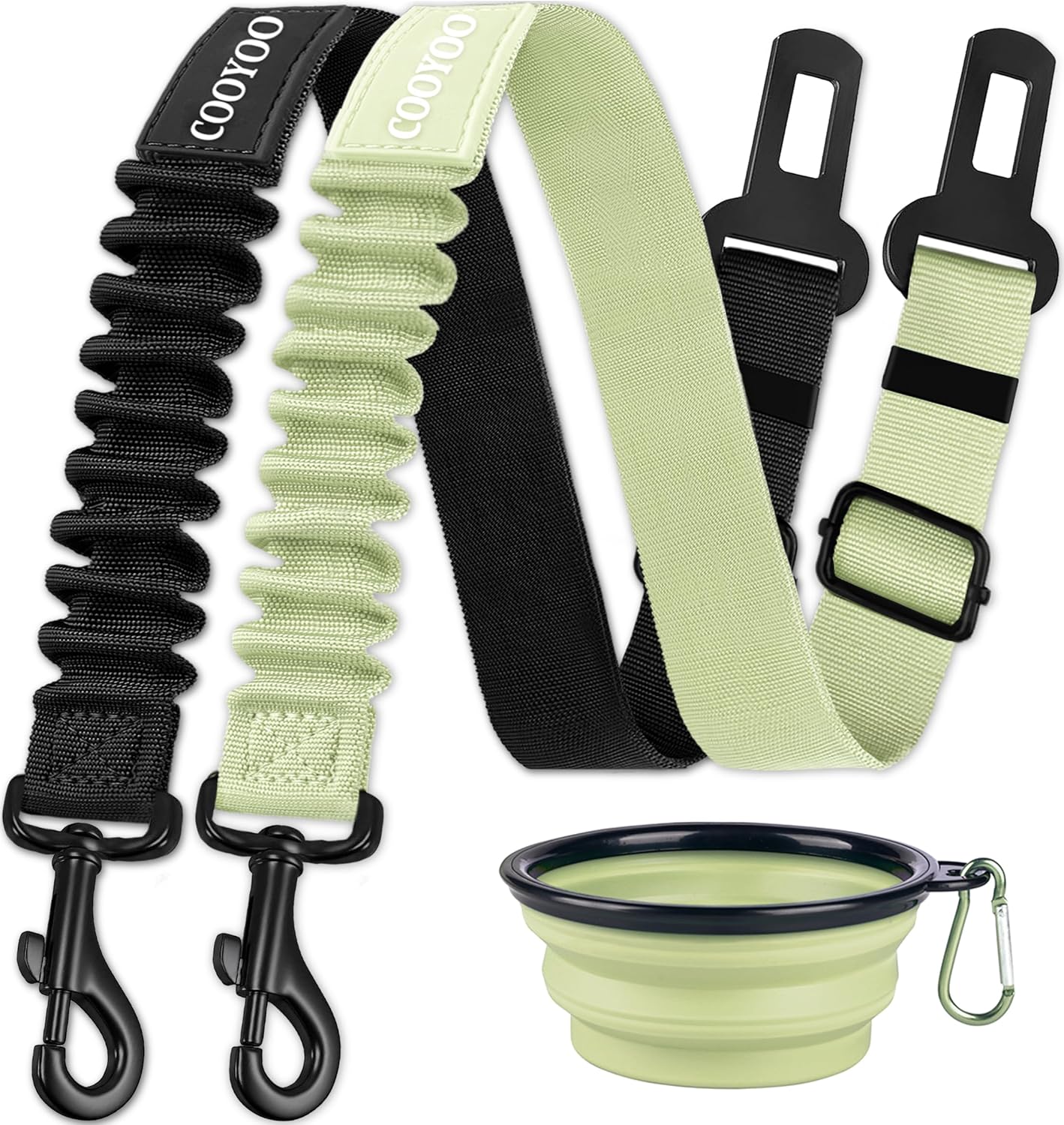 COOYOO Dog Seat Belt, Durability Retractable Dog Car Harness Adjustable Dog Seat Belt for Vehicle Nylon Pet Safety Seat Belts Heavy Duty & Elastic (1 Pack Black)