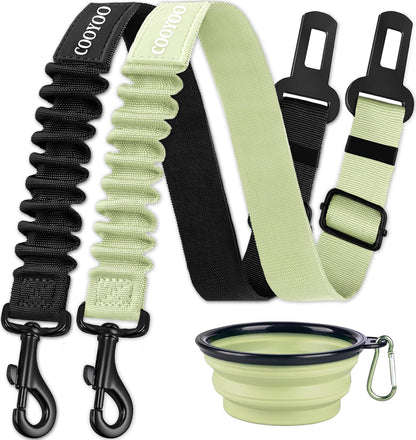 COOYOO Dog Seat Belt, Durability Retractable Dog Car Harness Adjustable Dog Seat Belt for Vehicle Nylon Pet Safety Seat Belts Heavy Duty & Elastic (1 Pack Black)