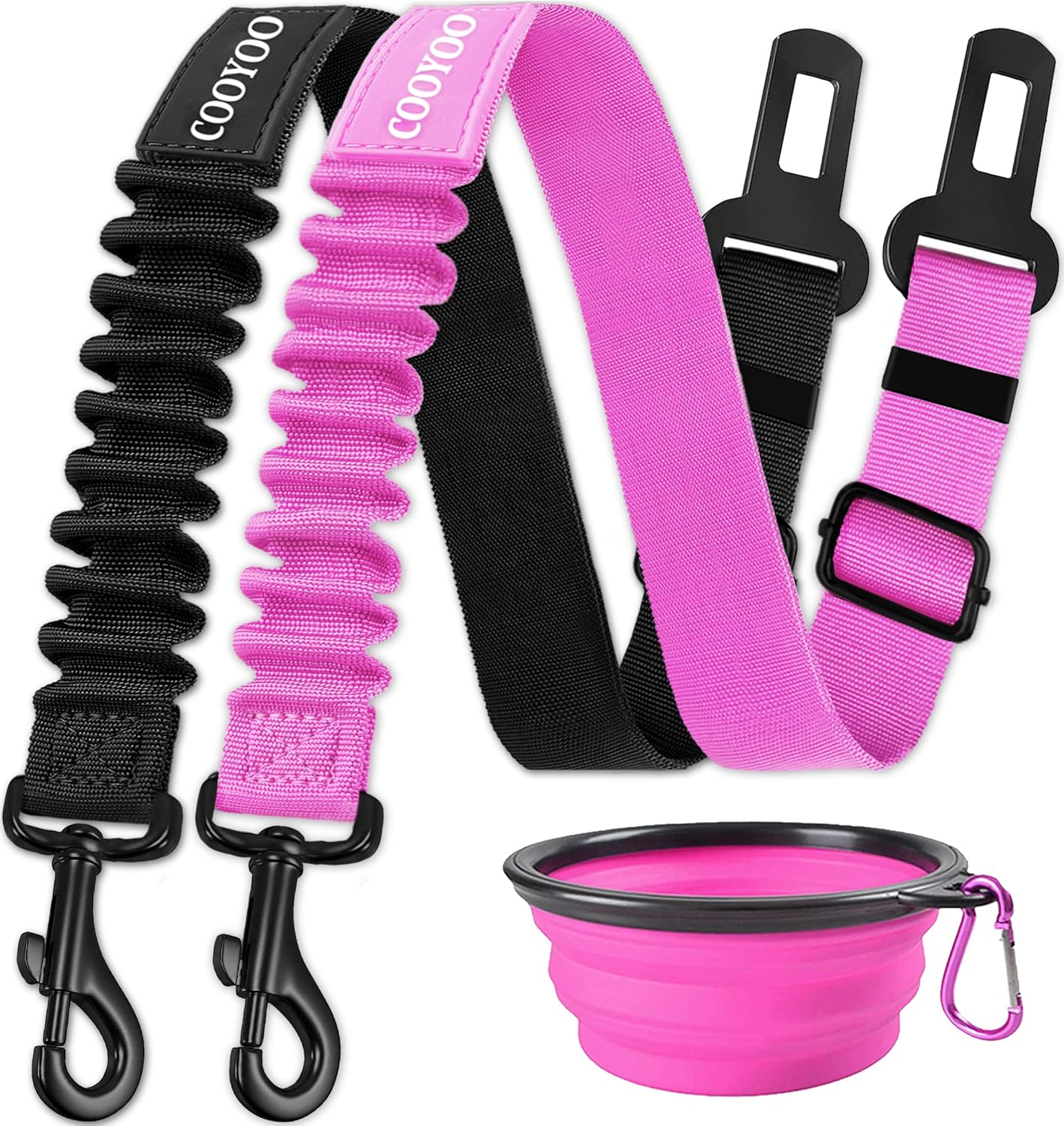 COOYOO Dog Seat Belt, Durability Retractable Dog Car Harness Adjustable Dog Seat Belt for Vehicle Nylon Pet Safety Seat Belts Heavy Duty & Elastic (1 Pack Black)