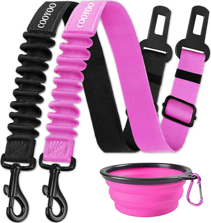 COOYOO Dog Seat Belt, Durability Retractable Dog Car Harness Adjustable Dog Seat Belt for Vehicle Nylon Pet Safety Seat Belts Heavy Duty & Elastic (1 Pack Black)