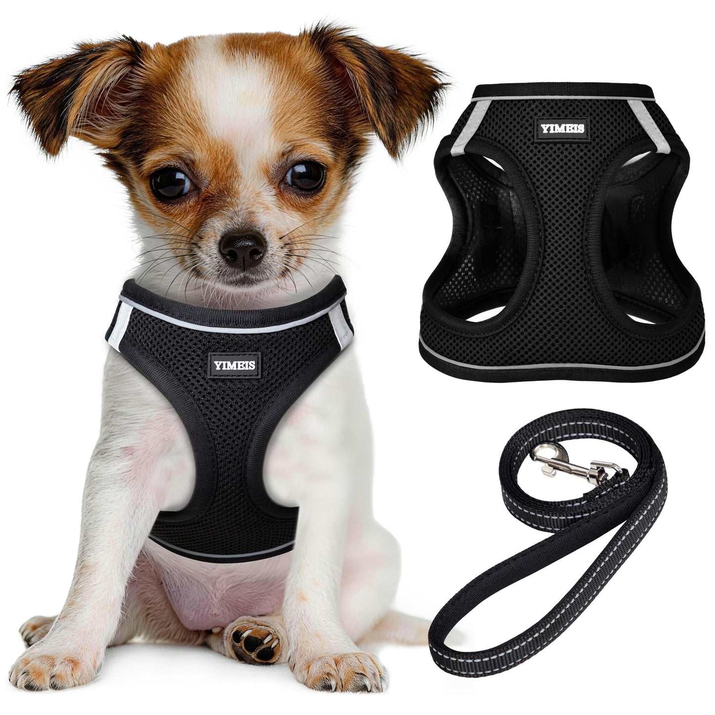 YIMEIS Dog Harness and Leash Set, No Pull Soft Mesh Pet Harness, Reflective Adjustable Puppy Vest for Small Medium Large Dogs, Cats (Pink, X-Small (Pack of 1)
