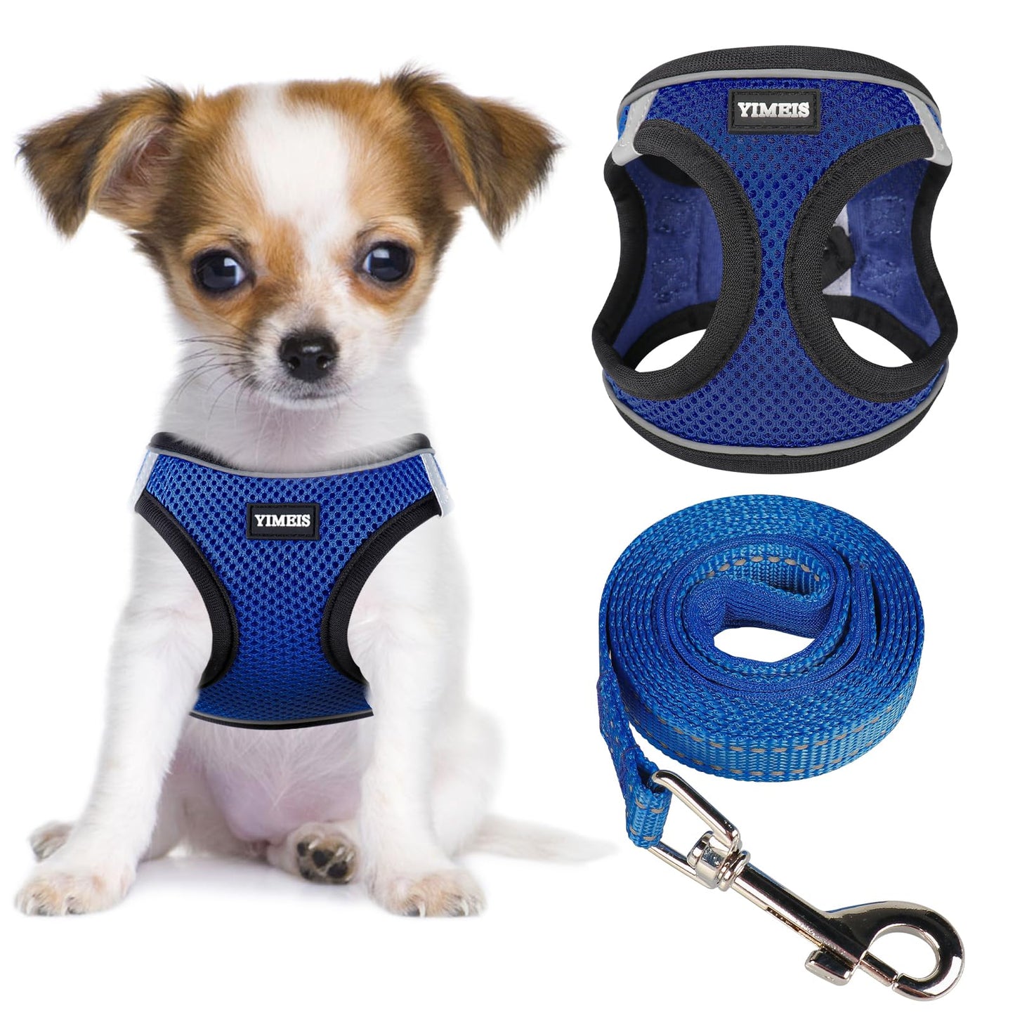 YIMEIS Dog Harness and Leash Set, No Pull Soft Mesh Pet Harness, Reflective Adjustable Puppy Vest for Small Medium Large Dogs, Cats (Pink, X-Small (Pack of 1)