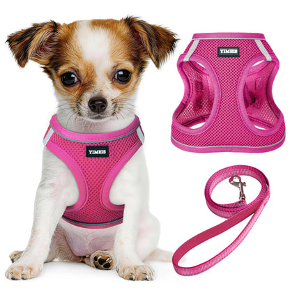 YIMEIS Dog Harness and Leash Set, No Pull Soft Mesh Pet Harness, Reflective Adjustable Puppy Vest for Small Medium Large Dogs, Cats (Pink, X-Small (Pack of 1)