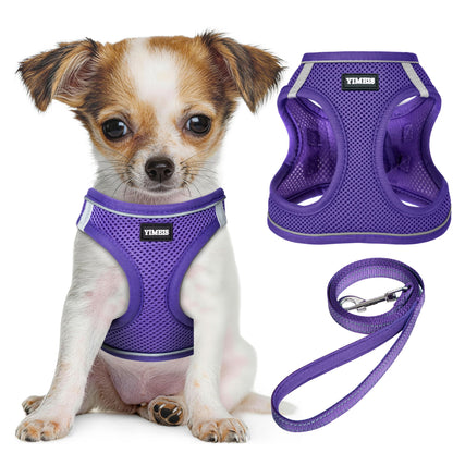 YIMEIS Dog Harness and Leash Set, No Pull Soft Mesh Pet Harness, Reflective Adjustable Puppy Vest for Small Medium Large Dogs, Cats (Pink, X-Small (Pack of 1)