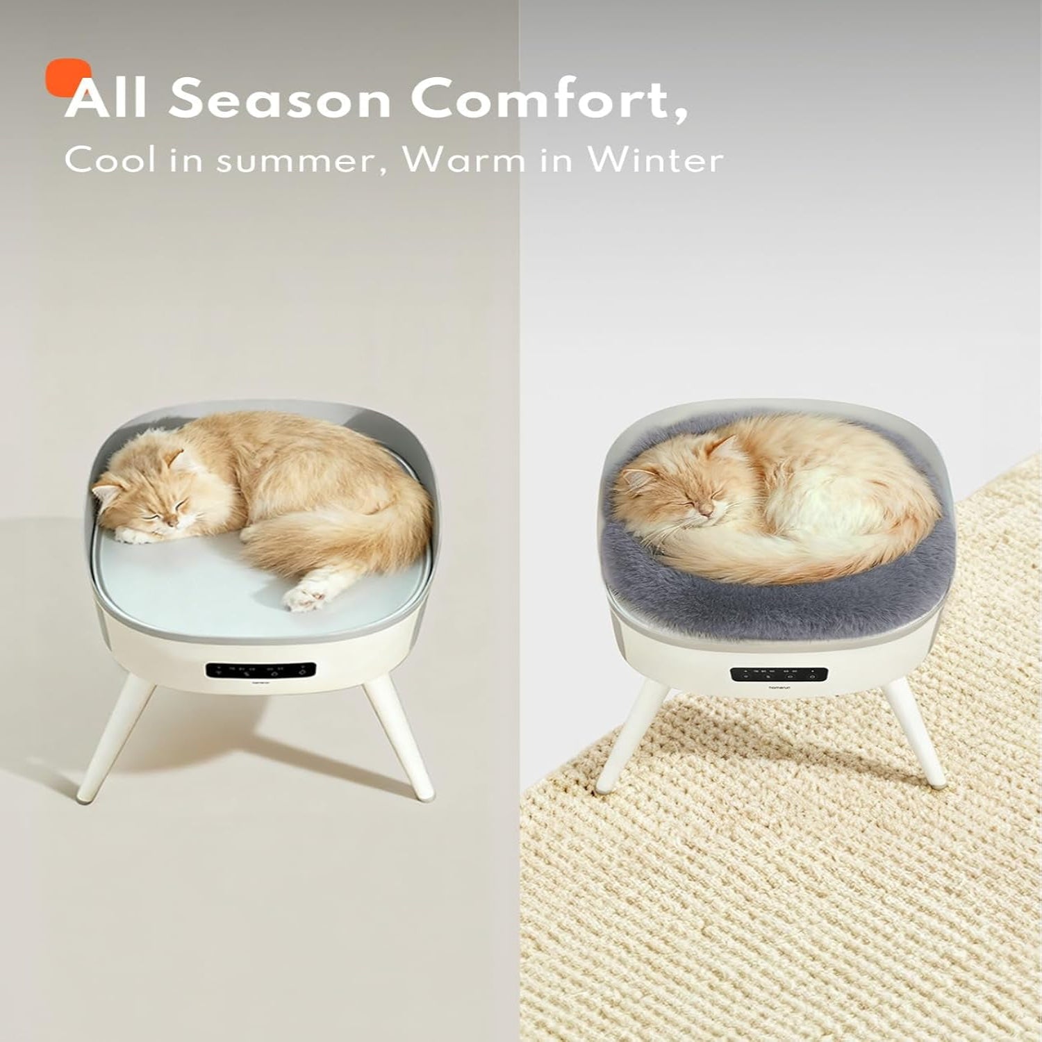 Pet-Safe Space Heater with Heated Cat Bed - 2-In-1 Ceramic Heater for Room & Pets, 1300W Fast Heat, Energy Saving